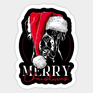 Santa Boxer Dog Merry Christmas dog Sticker